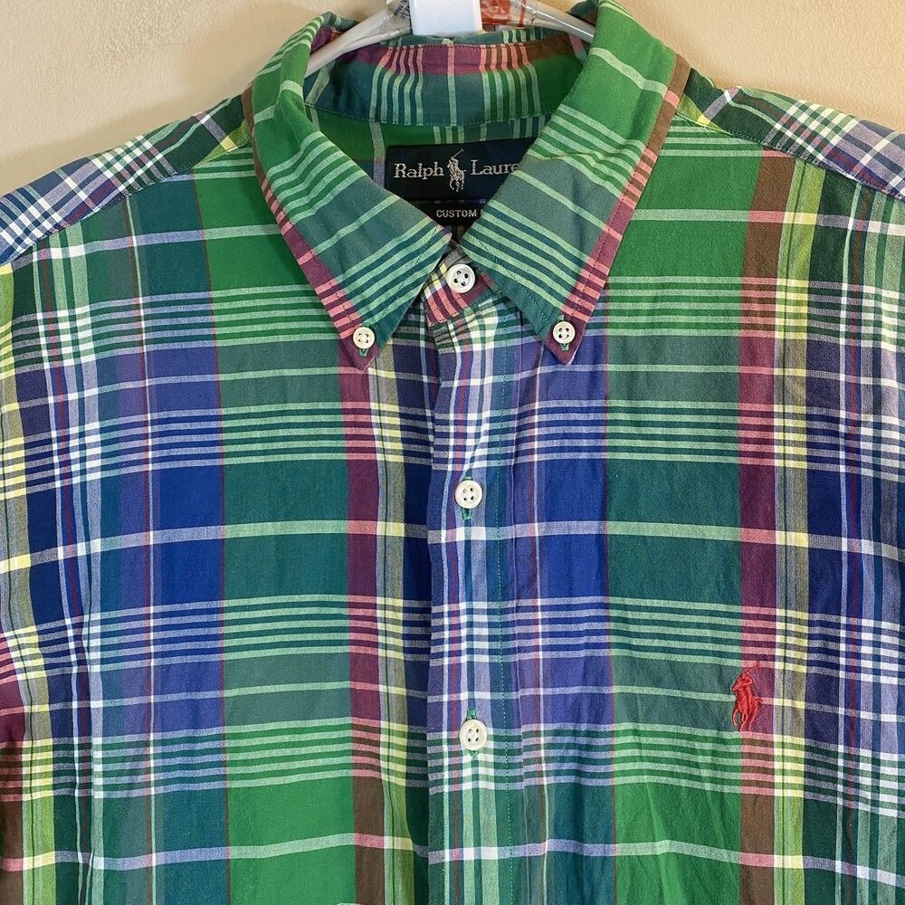 Ralph Lauren Shirt Men Large Plaid Button Down Long Sleeve Preppy Dress Casual